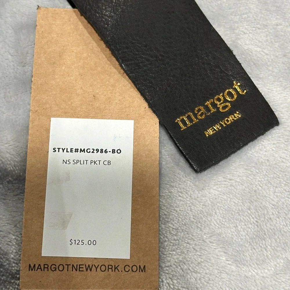 Margot Split Pocket Black Leather Crossbody Bag NEW